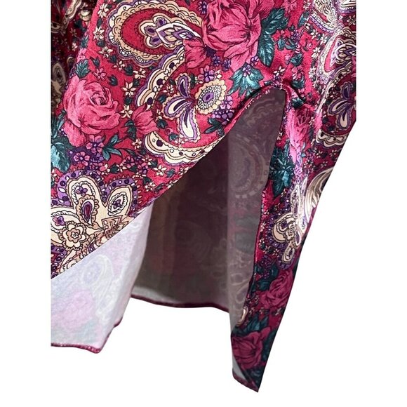 Kathryn Satin Floral Nightgown L Pink Paisley Vtg Boho Western Retro 80s - Picture 9 of 16